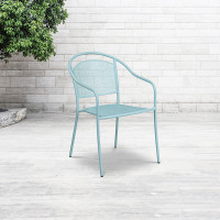 Flash Furniture CO-3-SKY-GG Steel Patio Arm Chair in Blue